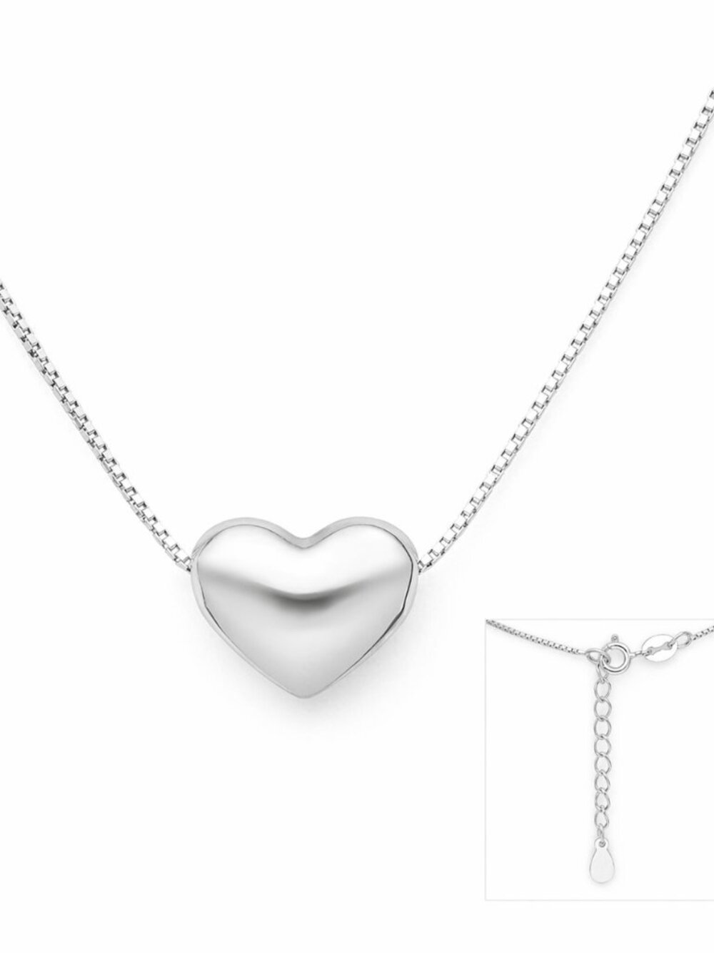 925 Sterling Silver Heart Necklace • Made in Italy • Minimalist Dainty Pendant